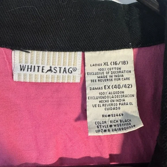 Vtg 90s Artsy XL Black Embroidery Floral Western Cotton Denim Jacket Celestial - Picture 5 of 9